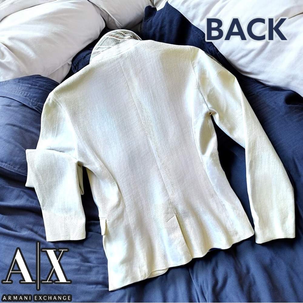 Super RARE 🔥 Armani Exchange Like NEW White Blazer Tailored, One Button, Satin - Picture 10 of 16